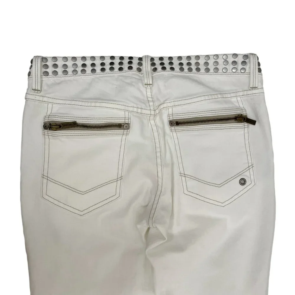 John Varvatos X Converse Men’s Chuck’s Skinny Leg Studded White Jeans 27x30”